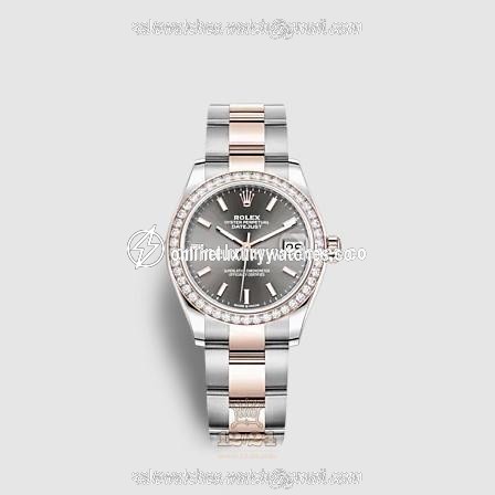 Rolex Datejust Watch 278381rbr-0017 31 mm Stainless steel Pink gold Case Gray Dial