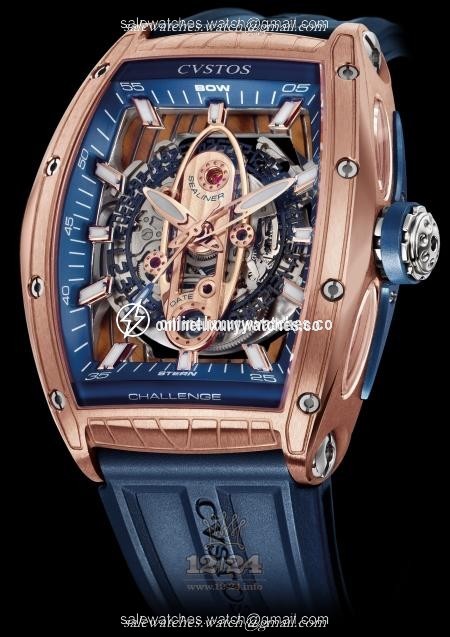 Cvstos Challenge Watch GT New Sea-Liner Red Gold Pink gold Case Golden Dark blue Dial
