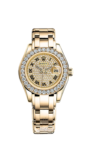Rolex Pearlmaster Watch 80298-0169 29 mm Yellow gold Case Silver Golden Dial