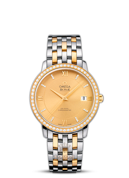 Omega Prestige Watch 424.25.37.20.58.001 37 mm Steel / Yellow gold Case Golden Dial