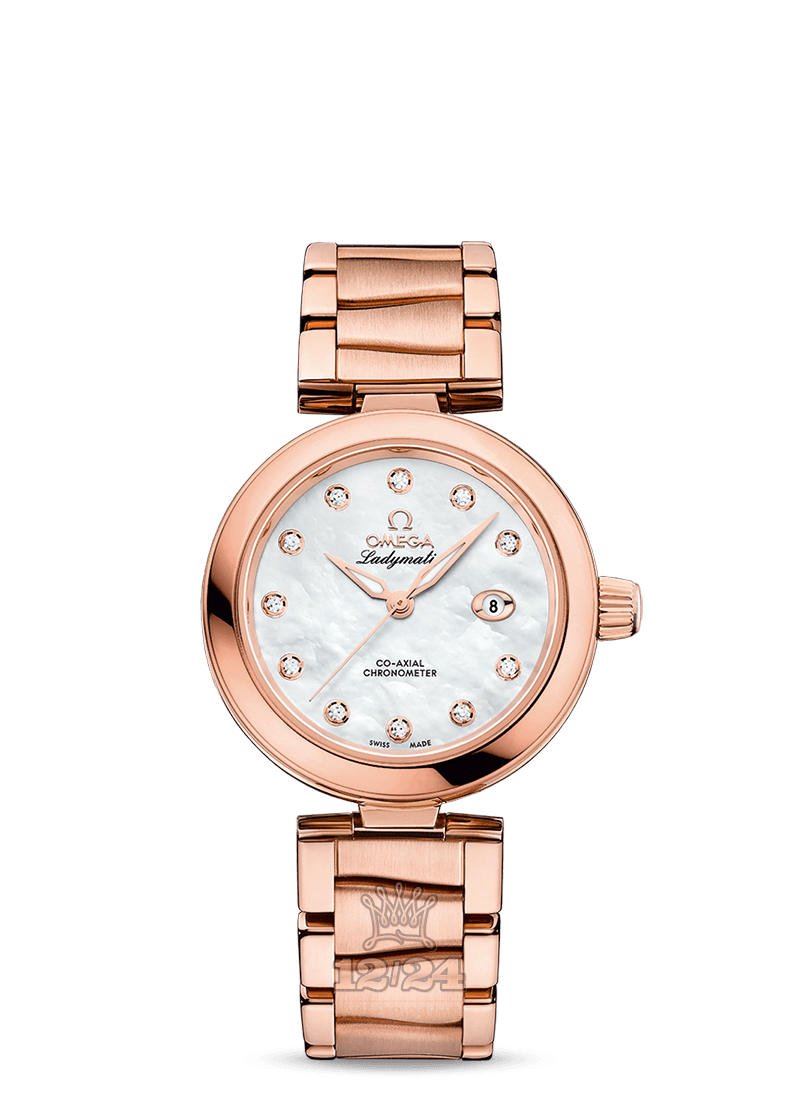 Omega Ladymatic Watch 425.60.34.20.55.004 34 mm Pink gold Case White Dial
