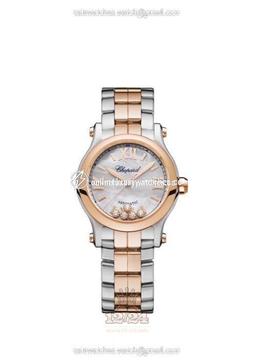 Chopard Happy Sport Watch 278573-6019 30 mm Stainless steel Pink gold Case Gray Dial