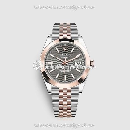 Rolex Datejust Watch 126301-0020 41 mm Stainless steel Pink gold Case Gray Dial