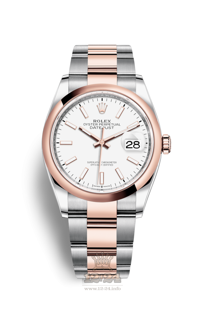 Rolex Datejust Watch 126201-0018 36 mm Steel / Pink gold Case White Dial