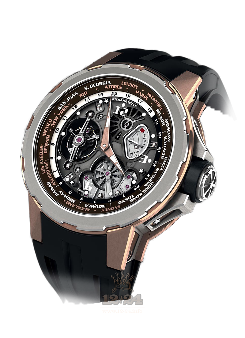 Richard Mille Men's Collection Watch RM 58-01 World Timer    Jean Todt 50 mm Pink gold White gold Case