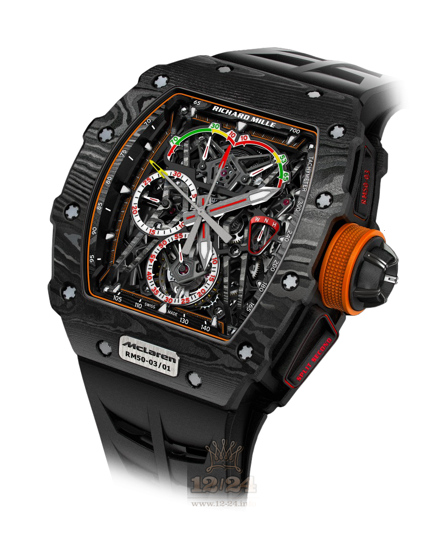 Richard Mille Men's Collection Watch RM50-03-01 GR/PRO2 44 mm Titanium Carbon Case Black Dial