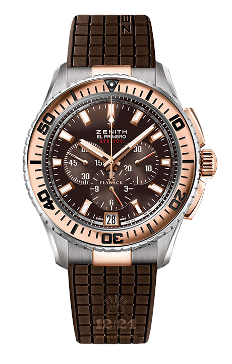 Zenith El Primero Watch 51.2061.405/75.R516 45 mm Steel / Pink gold Case Brown (chocolate) Dial