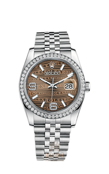 Rolex Datejust Watch 116244-0034 36 mm Steel / White gold Case Brown (chocolate) Dial