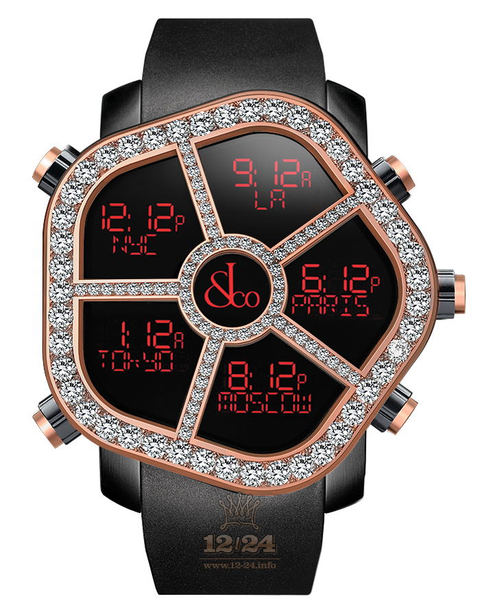Jacob & Co Gents Collection Watch GH100.14.RU.MR.A 47 mm Stainless steel Pink gold PVD coating Case Black Dial