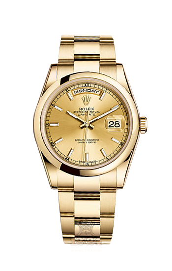 Rolex Day-Date Watch 118208-0097 36 mm Yellow gold Case Golden Dial
