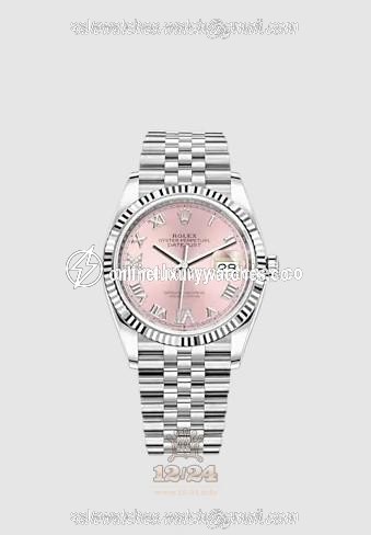 Rolex Datejust Watch 126234-0031 36 mm Stainless steel White gold Case Pink Dial
