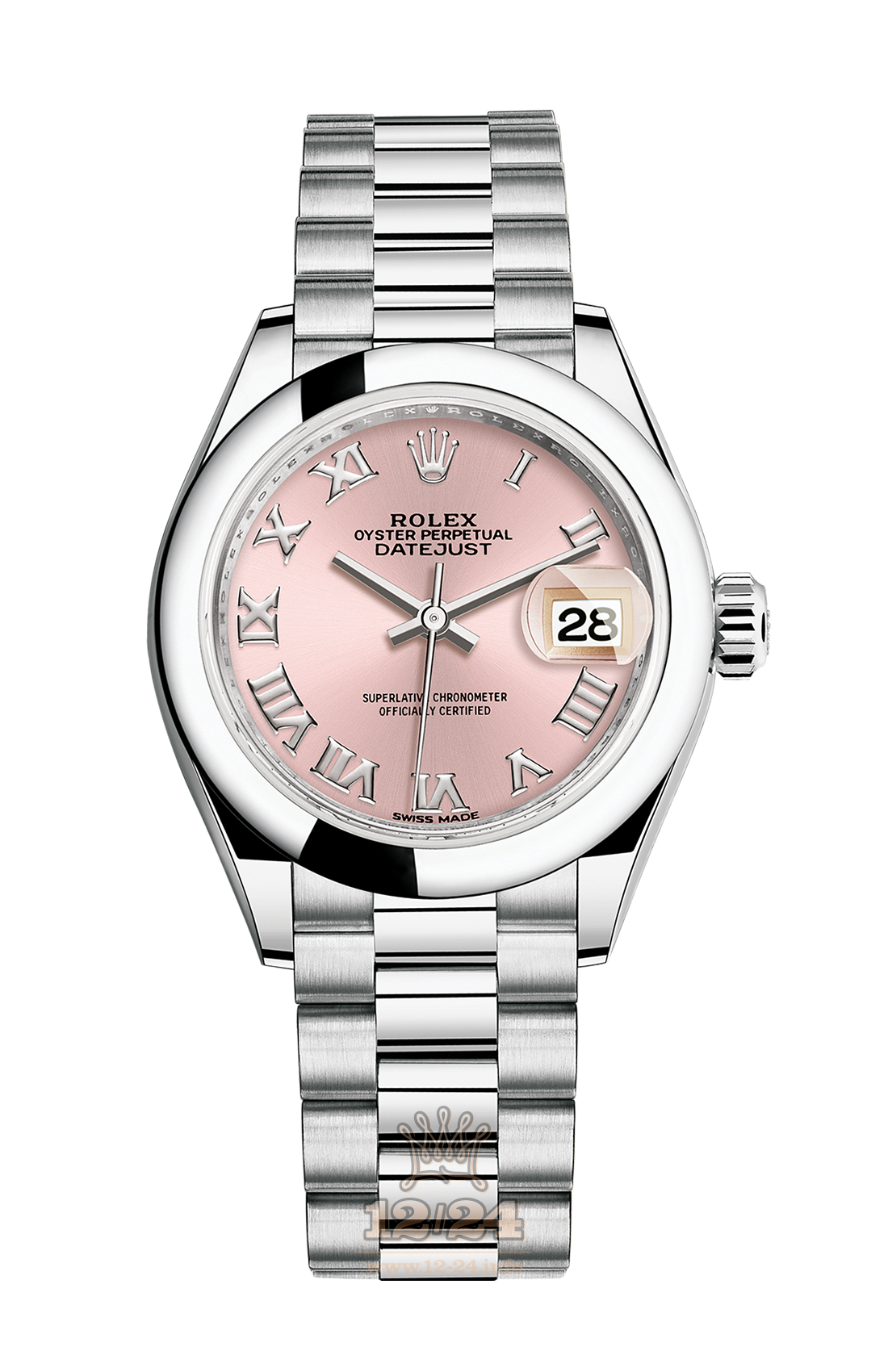 Rolex Datejust Watch 279166-0012 28 mm Platinum Case Pink Dial