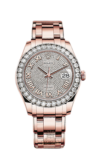 Rolex Pearlmaster Watch 86285-0002 39 mm Pink gold Case Silver Dial