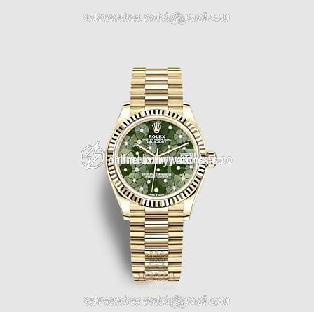 Rolex Datejust Watch 278278-0046 31 mm Yellow gold Case Green Painted Dial