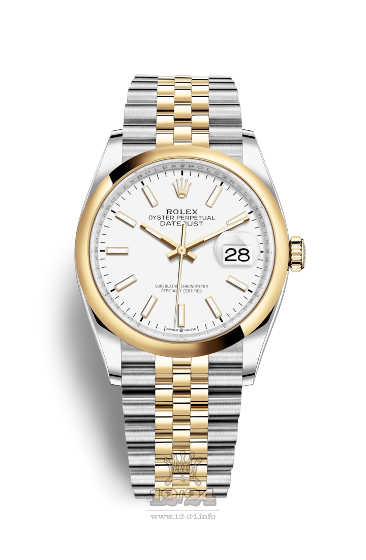 Rolex Datejust Watch 126203-0019 36 mm Steel / Yellow gold Case White Dial
