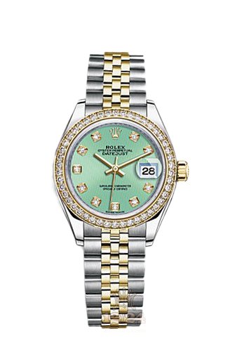 Rolex Datejust Watch 279383rbr-0013 28 mm Steel / Yellow gold Case White Green Dial