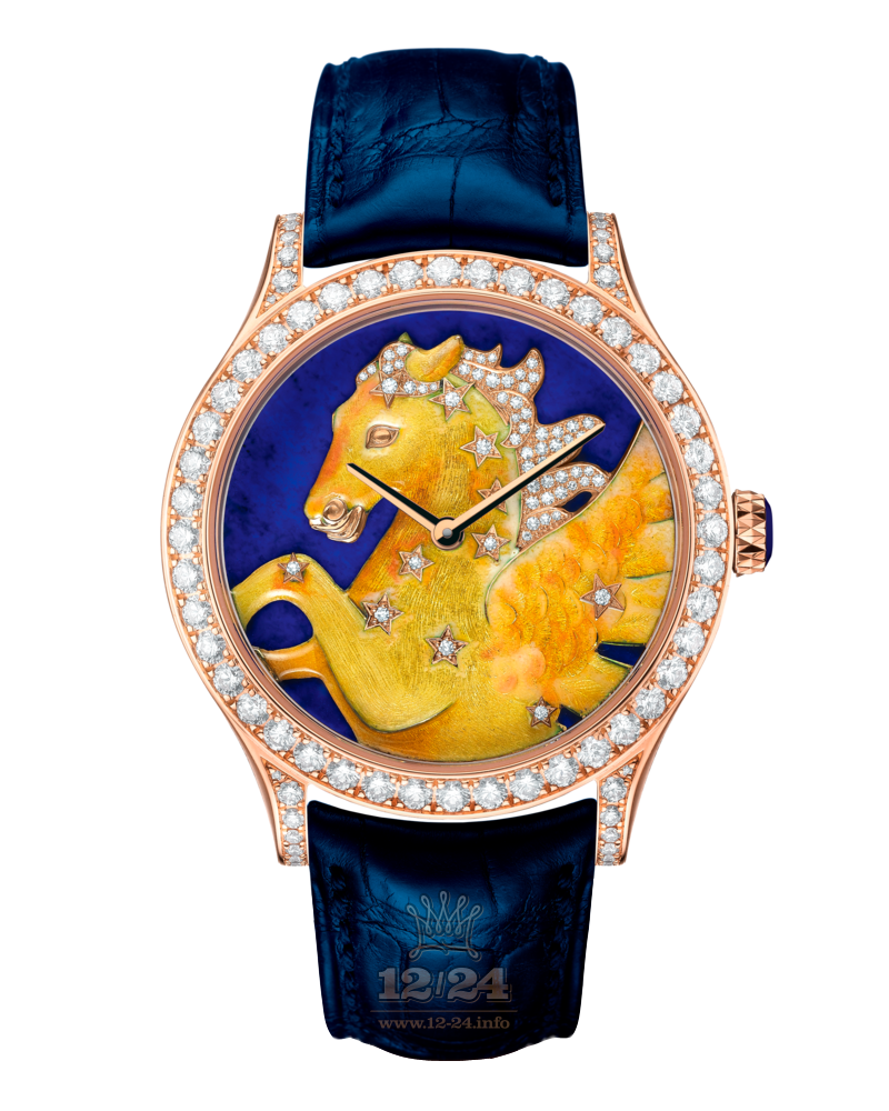 Van Cleef Extraordinary Dials Watch VCARO4IG00 Pink gold Case Yellow Dark blue Painted Dial