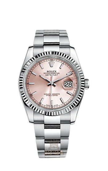 Rolex Datejust Watch 116234-0120 36 mm Steel / White gold Case Pink Dial