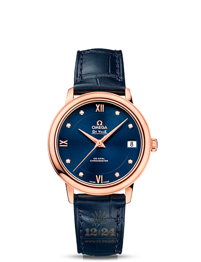 Omega Prestige Watch 424.53.33.20.53.001 33 mm Pink gold Case Dark blue Dial