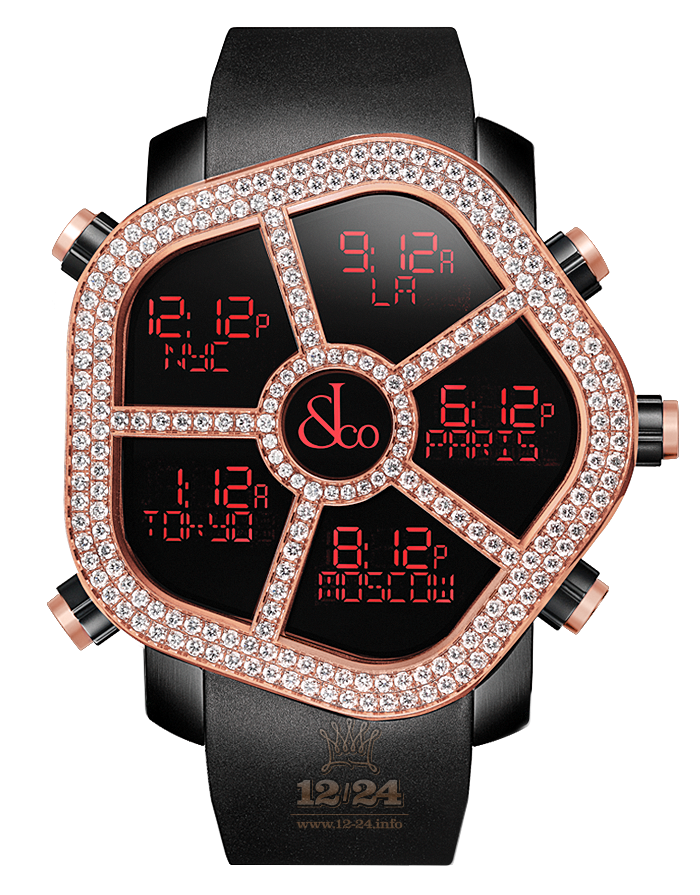 Jacob & Co Gents Collection Watch GH100.14.RP.MR.A 47 mm Stainless steel Pink gold PVD coating Case Black Dial