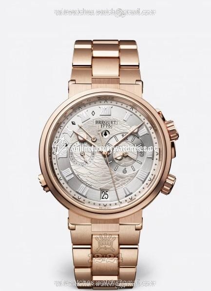 Breguet Marine Watch 5547BR/12/RZ0 40 mm Pink gold Case Silver Dial