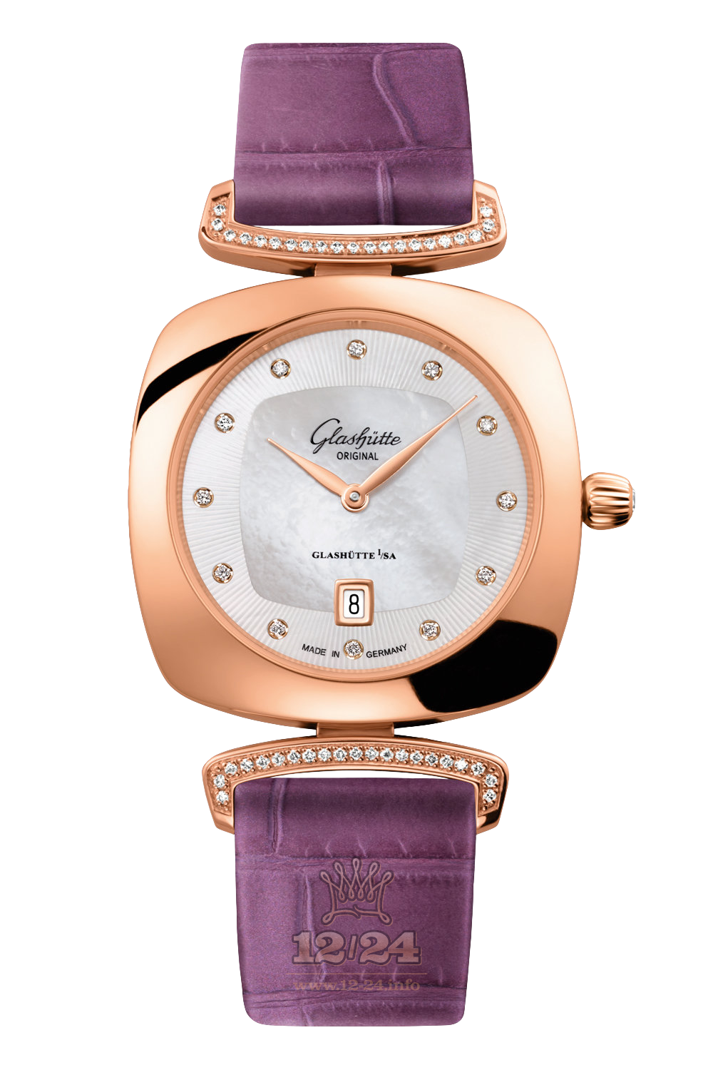 Glashutte Ladies Watch 1-03-01-08-05-34 31 mm Pink gold Case Silver Dial