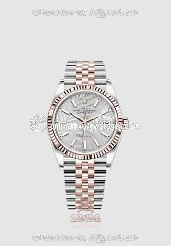 Rolex Datejust Watch 126231-0031 36 mm Stainless steel Pink gold Case Gray Silver Dial