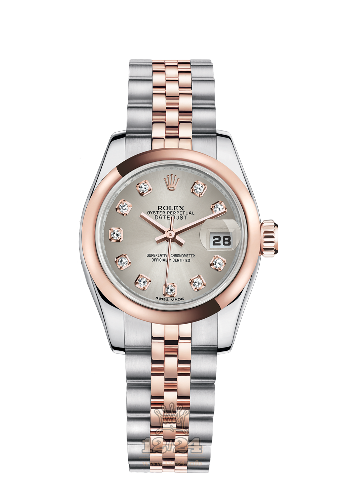 Rolex Lady-Datejust Watch 179161-0037 26 mm Steel / Pink gold Case Silver Dial
