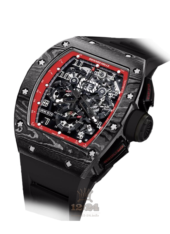 Richard Mille Men's Collection Watch RM 011 NTPT Carbon 50 mm Carbon Case