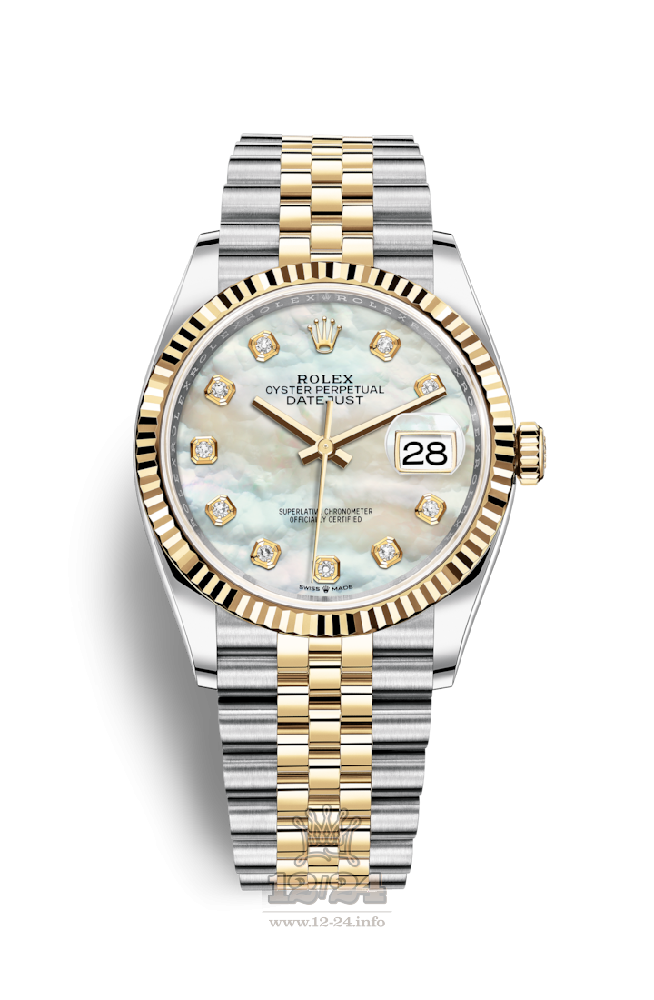 Rolex Datejust Watch 126233-0023 36 mm Steel / Yellow gold Case White Dial