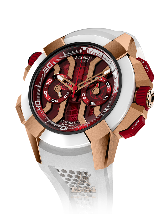 Jacob & Co Gents Collection Watch EC313.42.SA.RR.F 47 mm Pink gold Ceramics Case Red Dial