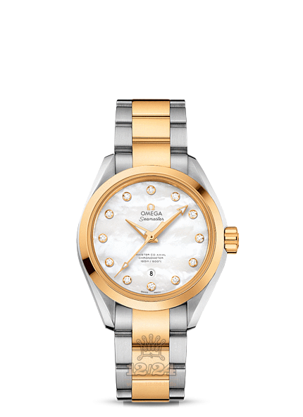 Omega Aqua Terra 150 M Watch 231.20.34.20.55.002 34 mm Steel / Yellow gold Case White Dial
