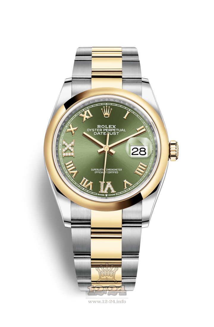Rolex Datejust Watch 126203-0026 36 mm Steel / Yellow gold Case Green Dial