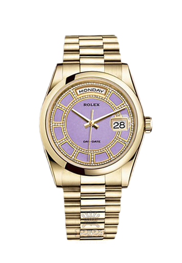 Rolex Day-Date Watch 118208-0354 36 mm Yellow gold Case Purple Dial