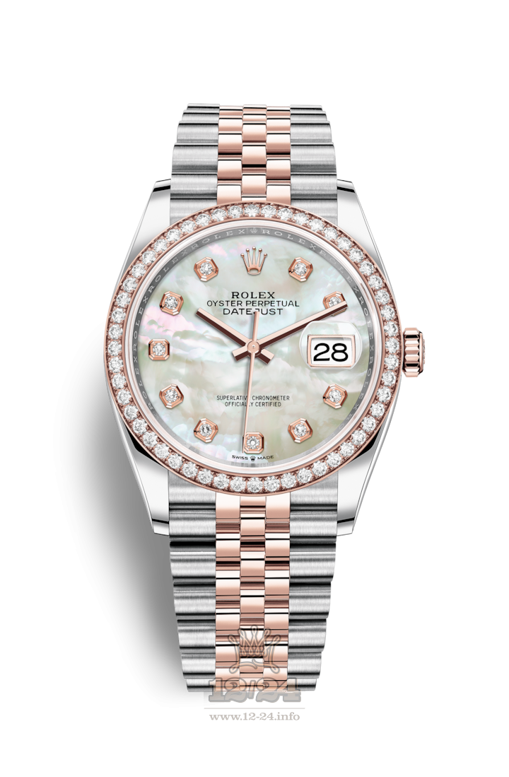 Rolex Datejust Watch 126281rbr-0009 36 mm Steel / Pink gold Case White Dial