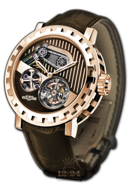 Dewitt Academia Watch AC.8050.53.M1030 43 mm Pink gold Case Brown (chocolate) Dial