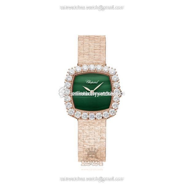 Chopard L Heure du Diamant Watch 10A386-5111 30 mm Pink gold Case Green Dial