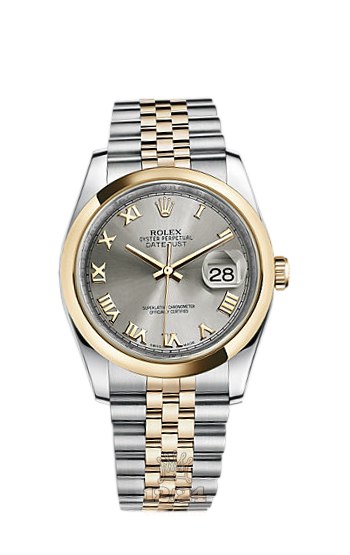 Rolex Datejust Watch 116203-0145 36 mm Steel / Yellow gold Case Gray Silver Dial