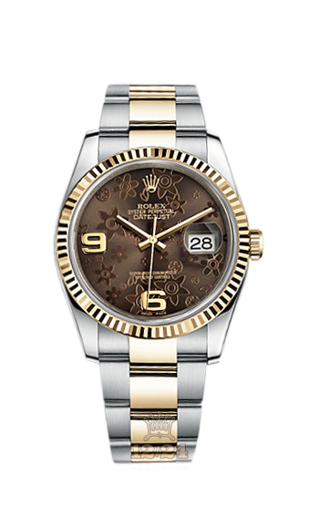 Rolex Datejust Watch 116233-0184 36 mm Steel / Yellow gold Case Brown (chocolate) Dial