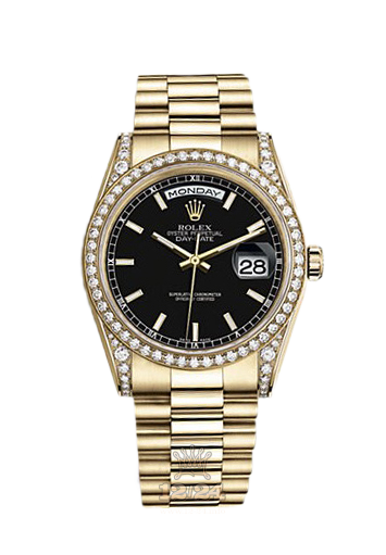 Rolex Day-Date Watch 118388-0120 36 mm Yellow gold Case Black Dial