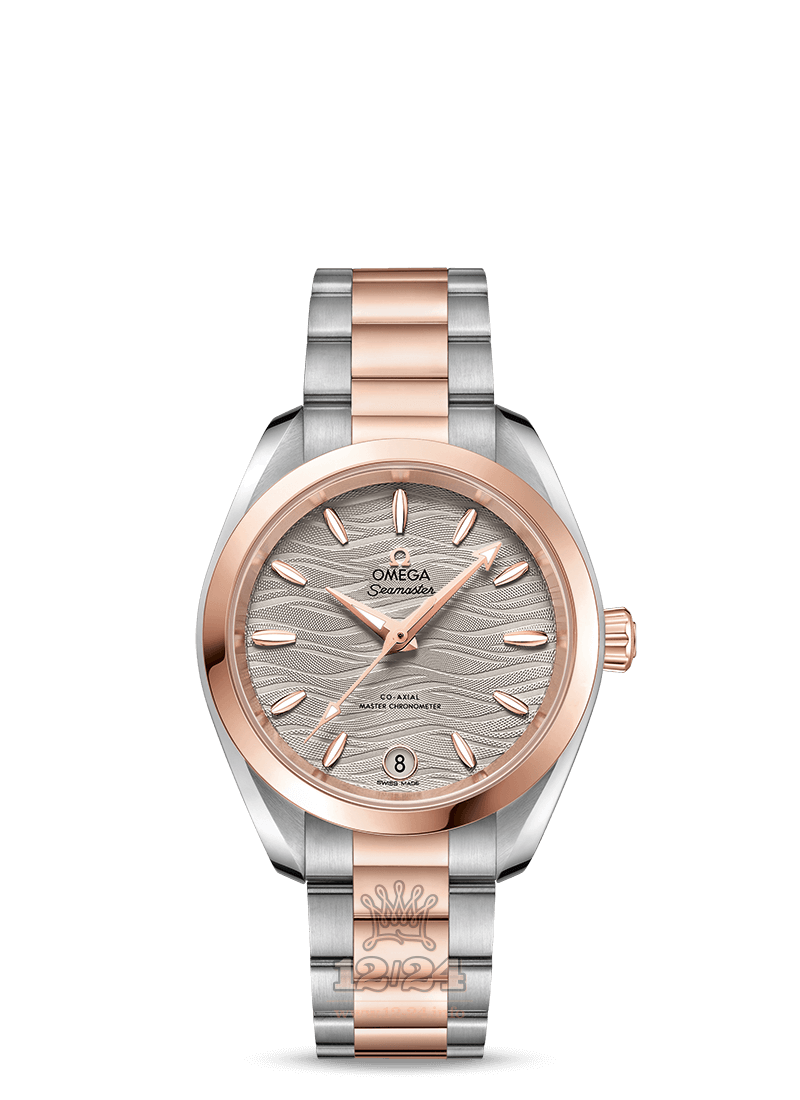 Omega Aqua Terra 150 M Watch 220.20.34.20.06.001 34 mm Steel / Pink gold Case Gray Dial