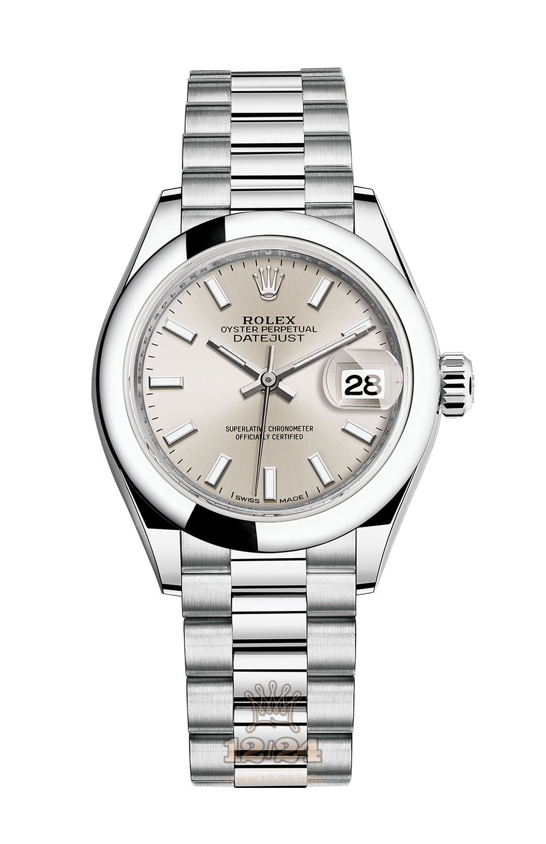 Rolex Datejust Watch 279166-0006 28 mm Platinum Case Silver Dial