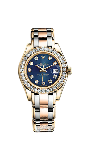 Rolex Pearlmaster Watch 80298-0104 29 mm Yellow gold Case Dark blue Dial