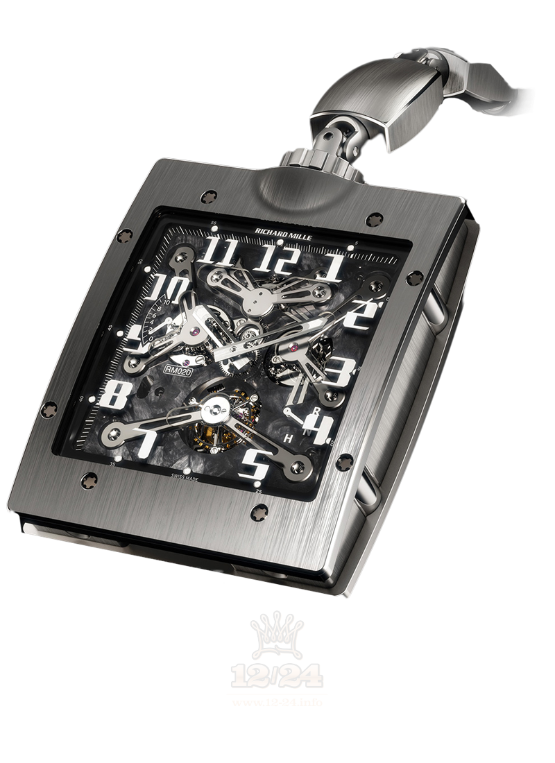 Richard Mille Men's Collection Watch RM 020 Tourbillon Pocket Watch 52 mm Titanium Case