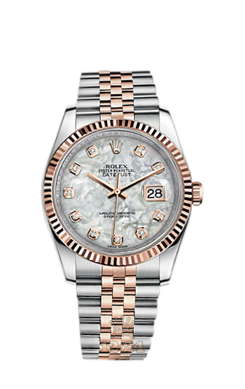 Rolex Datejust Watch 116231-0097 36 mm Steel / Pink gold Case White Dial