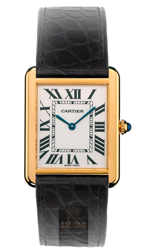 Cartier Tank Watch W5200004 35 mm Yellow gold Case Silver Dial