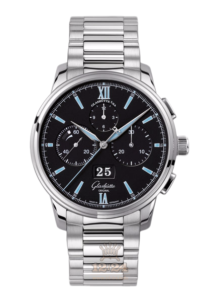 Glashutte Senator Watch 1-37-01-03-02-70 42 mm Stainless steel Case Black Dial
