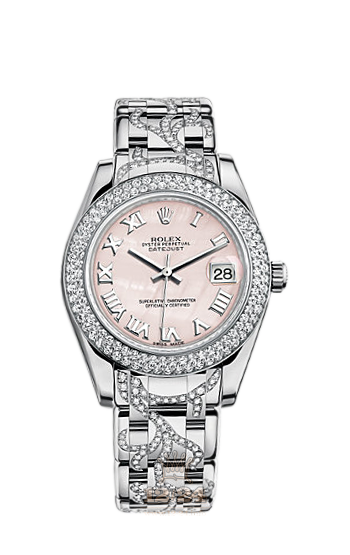 Rolex Pearlmaster Watch 81339-0044 34 mm White gold Case Pink Dial