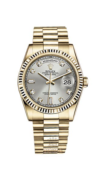 Rolex Day-Date Watch 118238-0067 36 mm Yellow gold Case Silver Dial