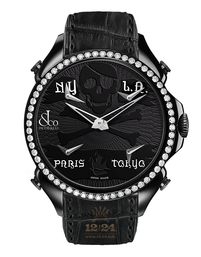 Jacob & Co Gents Collection Watch PZ500.11.RO.NP.A 45 mm Stainless steel PVD coating Case Black Dial